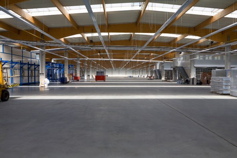 factory warehouse with concrete floors
