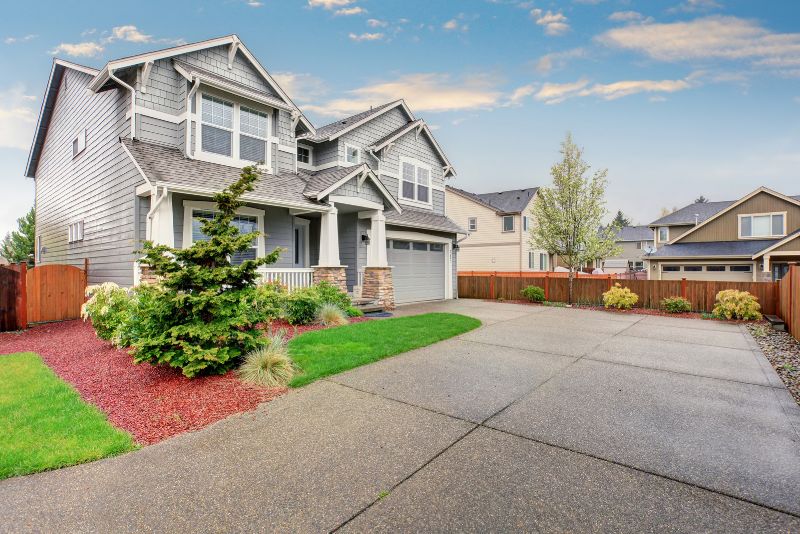 family home concrete driveway