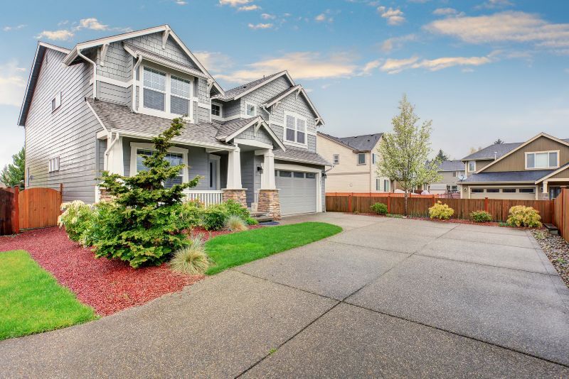 family home concrete driveway