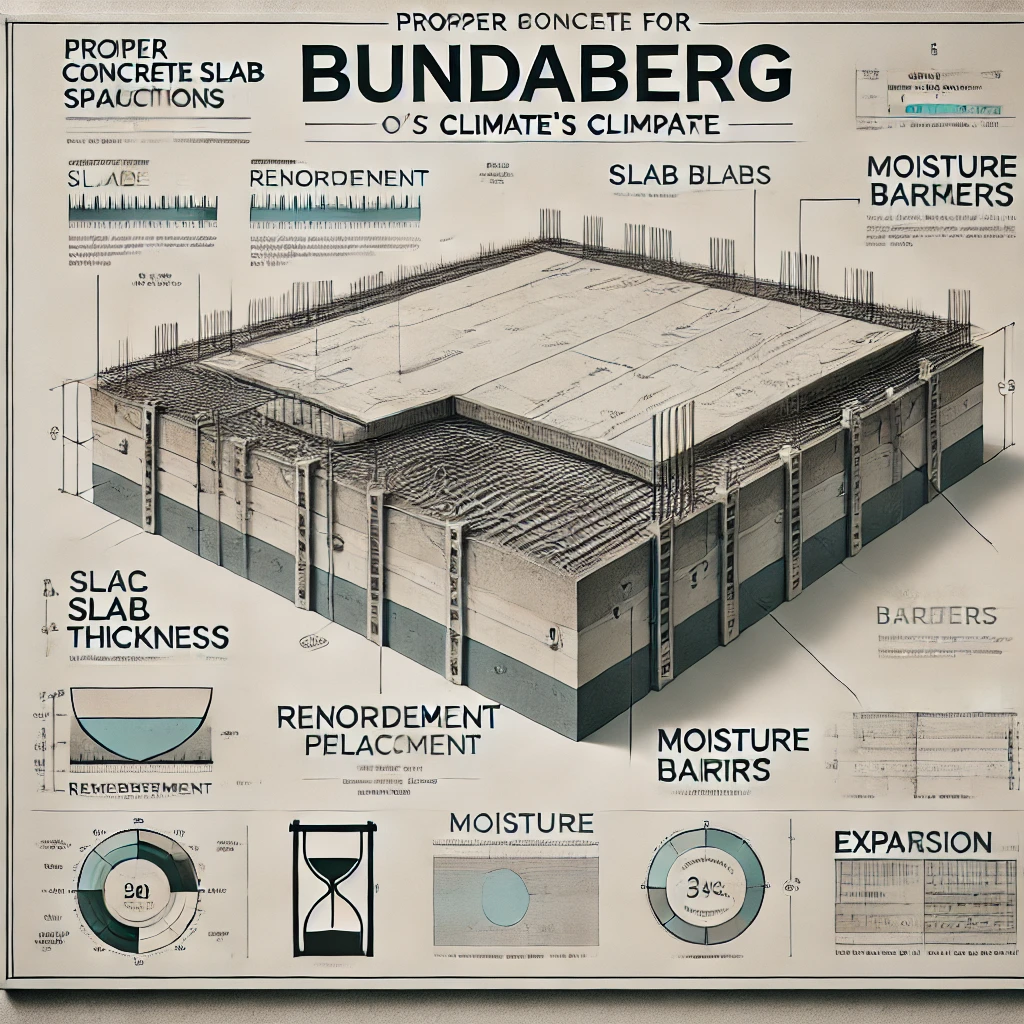 Technical diagram of concrete slab specifications suited to Bundaberg's climate