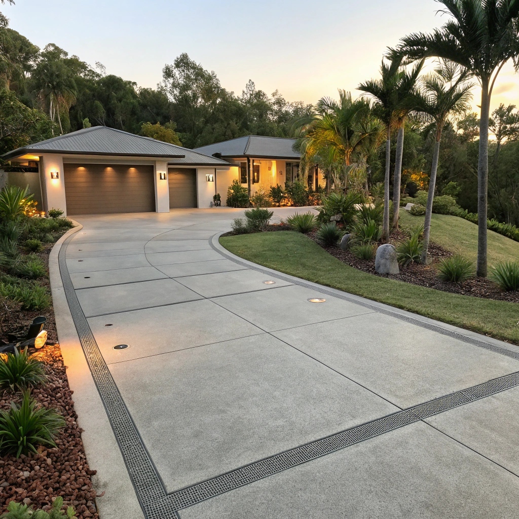 finished premium concrete driveway at a Bundaberg home