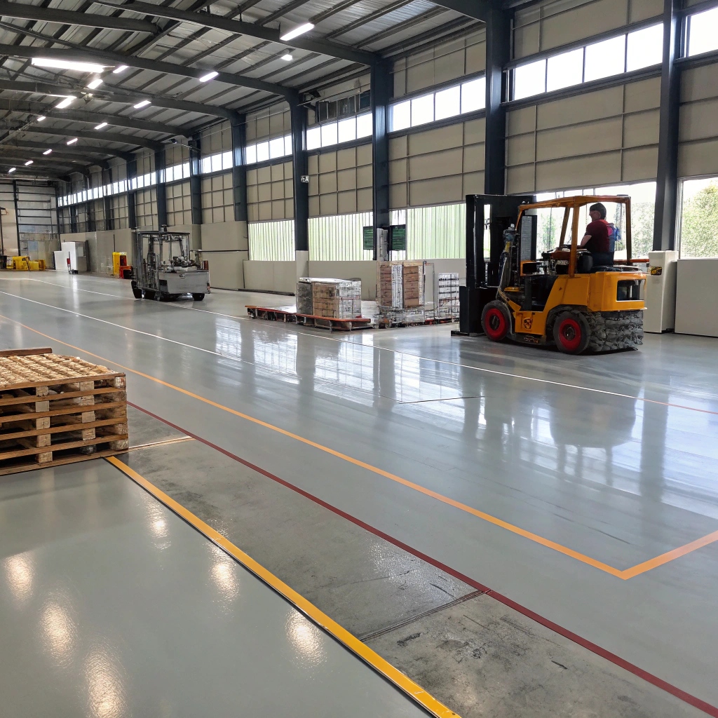Heavy-duty commercial concrete flooring in an Oakwood QLD warehouse with chemical-resistant coating