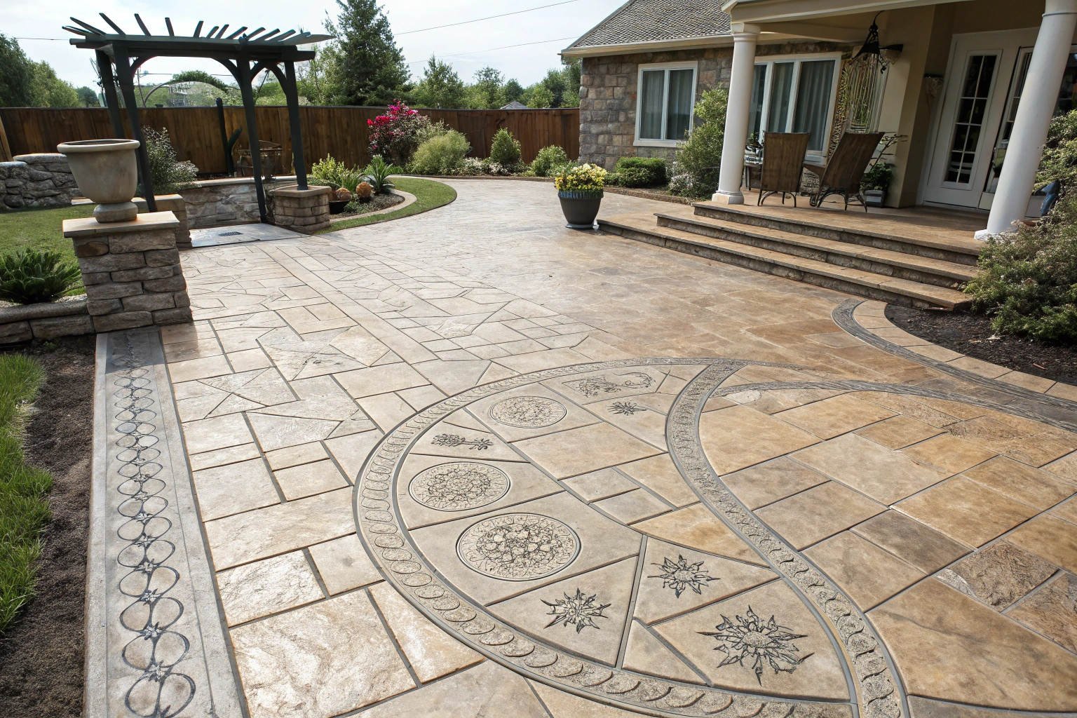 Custom stamped concrete design finish