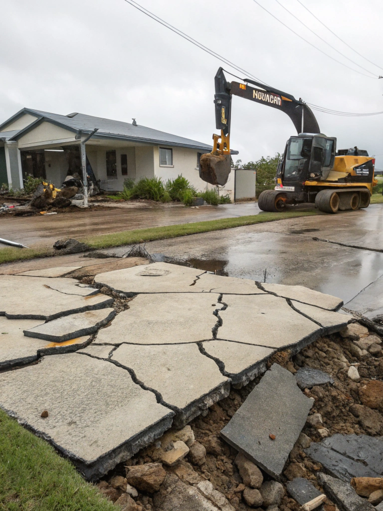 Emergency concrete demolition work at a Bundaberg property