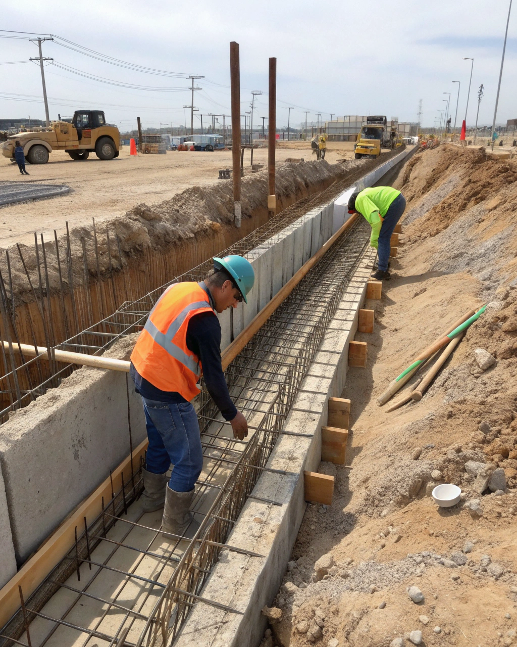 Strip footing formwork prepared on a residential worksite