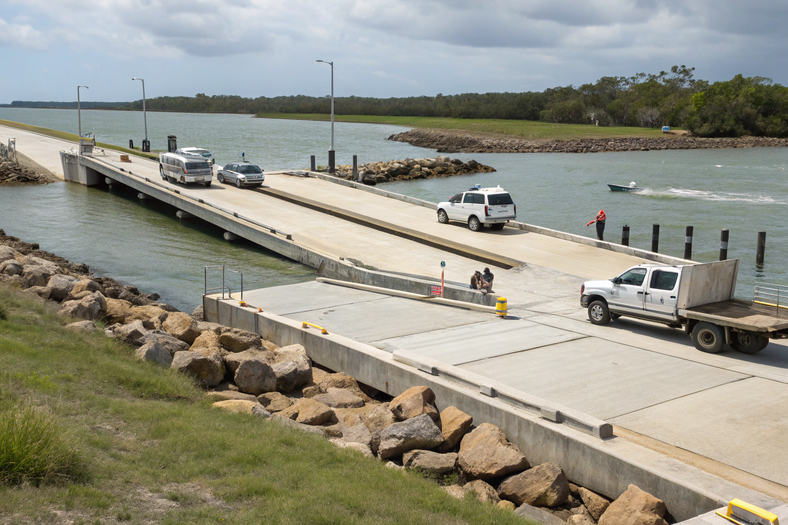 Concrete boat ramp providing marine access