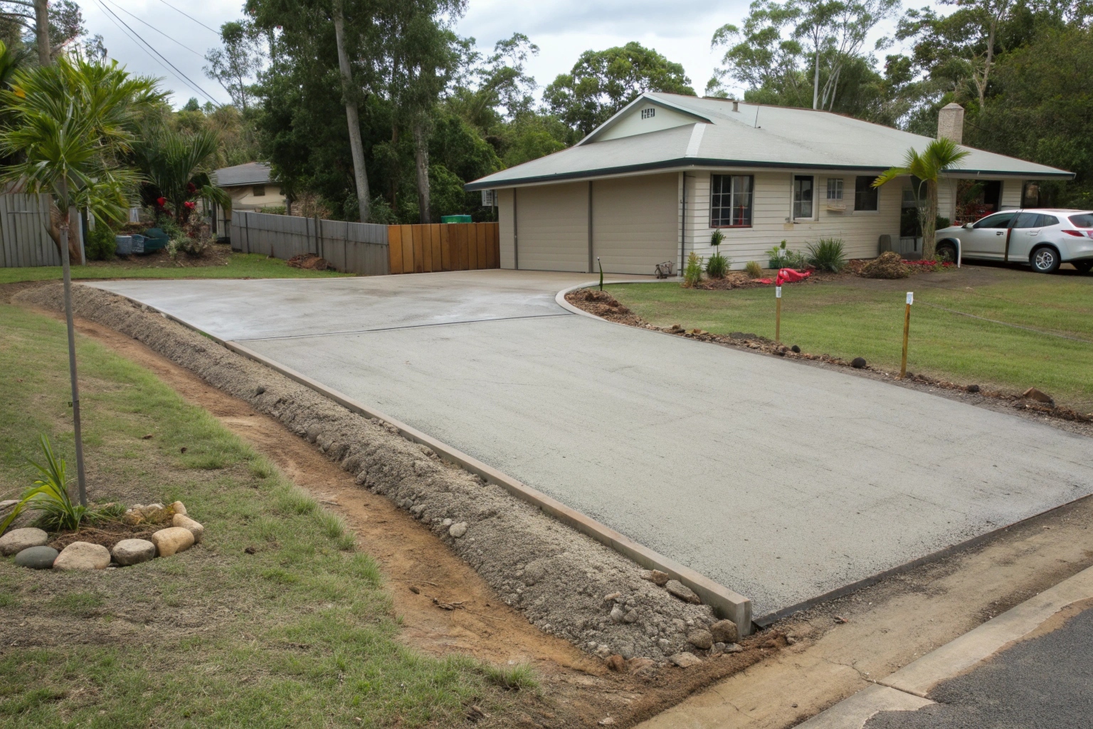 Prepared driveway base in Bundaberg after old concrete removal